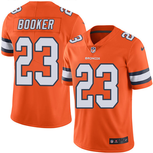 Nike Broncos #23 Devontae Booker Orange Men's Stitched NFL Limited Rush Jersey - Click Image to Close